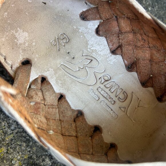 Brand X Mexican Huaraches White Woven Leather Size 6.5 - Picture 3 of 7